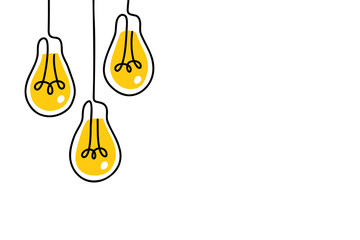 Wall Mural - background creative idea with hand drawn light bulbs and lines