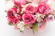 Beautiful spring bouquet with pink and white tender flowers 