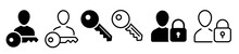 User With Key Icon. Account Profile Lock Icon. User Login. Personal Key Icon. Vector Illustration