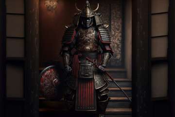 ancient samurai preparing for combat