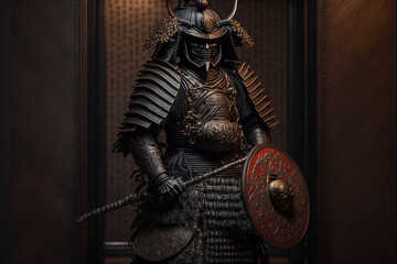 Wall Mural - ancient samurai preparing for combat