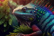 colorful exotic lizard, crazy rainforest iguana creature, generative ai