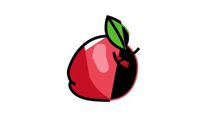 Sticker - red ripe apple fruit color icon animation