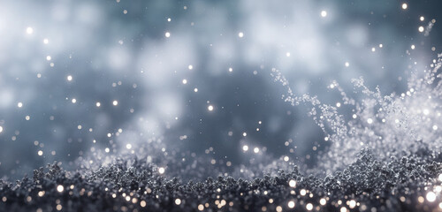 Poster - ice cold background filled with bright particles and bokeh effects. filled with small, individual el