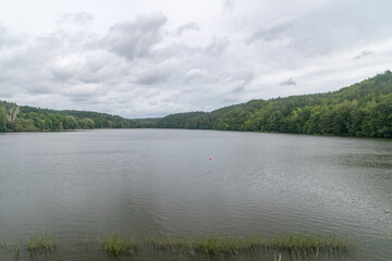 Poster - View on Lapino Water Reservoir at cloudy day.