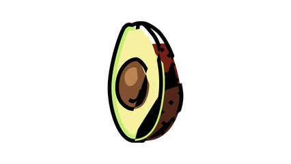 Sticker - cut brown avocado color icon animation