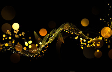Wall Mural - abstract lines and circles on black background