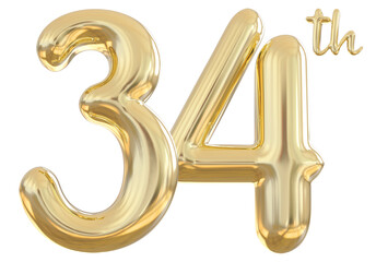 34th anniversary numbers gold celebrate number