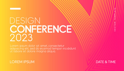Poster - Abstract modern business conference design template with orange lines composition. Minimal flyer layout. Vector, 2023