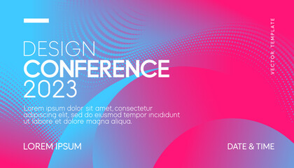 Poster - Abstract modern business conference design template with gradient halftone effect composition. Minimal flyer layout. Vector, 2023
