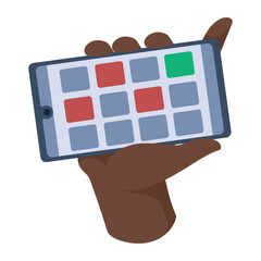 Sticker - afro hand using smartphone device