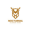 Vector Logo Illustration Nocturnal Line Art Style.