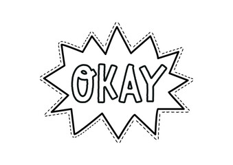 Fototapete - Doodle style okay. Minimalistic poster or banner for website. Communication and interaction on Internet. Confirmation and consent. Positivity and optimism concept. Cartoon flat vector illustration
