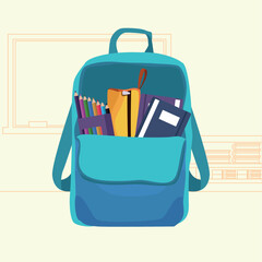 Canvas Print - school supplies in schoolbag