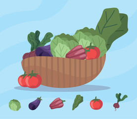 Sticker - fresh vegetables in basket