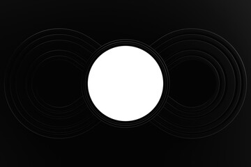 Poster - 3d illustration white round frame for text on a black background with an infinity symbol