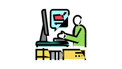 Wall Mural - ecommerce store owner color icon animation