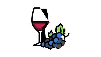 Canvas Print - glass wine red grapes color icon animation