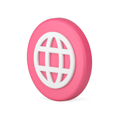 Poster - grid planet global web service pink circle button internet connection communication 3d icon