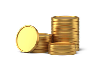 Aufkleber - golden metallic coin stack abundance richness banking investment financial 3d icon