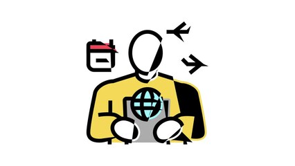 Wall Mural - travel planner color icon animation