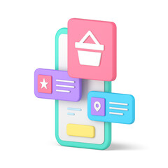 Poster - Online shopping smartphone application digital store purchase user interface 3d icon