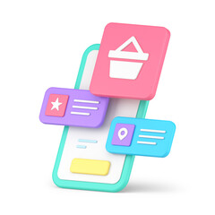Poster - Shopping online store commercial retail smartphone application buttons 3d icon isometric