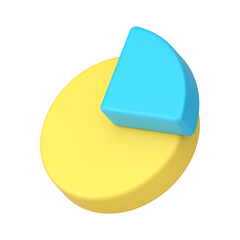 Poster - Yellow pie chart with blue segment 3d icon