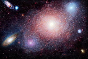 Wall Mural - far away galaxy clusters in open space. digitally generated ai image