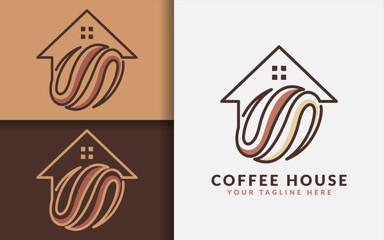 Poster - Coffee House Logo Design. Abstract Minimalist House Combined with Coffee Bean Concept.