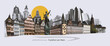 Landmarks collage of the city of Frankfurt am Main, Germany - contemporary creative retro art collage or design - travel concept