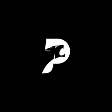 Vector Illustration Of Letter P And Panther Head For Icon, Symbol Or Logo. Logo Initials P 