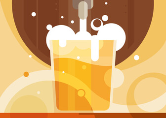 Wall Mural - banner with glass filled with beer. placard design in abstract style.