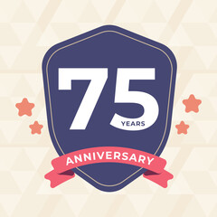 Wall Mural - 75th years anniversary Celebrating icon logo label Vector event gold color shield
