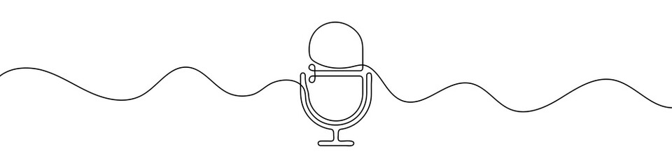 Wall Mural - microphone icon in continuous line drawing style. line art of microphone symbol. vector illustration