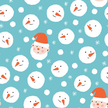 Vector Seamless Pattern With Snowmen And Elves