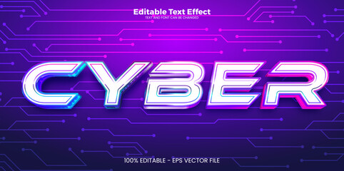 Wall Mural - Cyber editable text effect in modern neon style