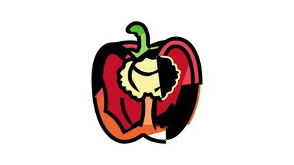 Poster - cut red pepper color icon animation