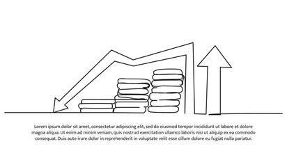 Wall Mural - Simple continuous line design of stressed young businessman. Decrease in business profits, work pressure. Decorative elements drawn on a white background.