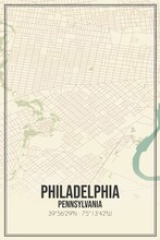 Retro US City Map Of Philadelphia, Pennsylvania. Vintage Street Map.