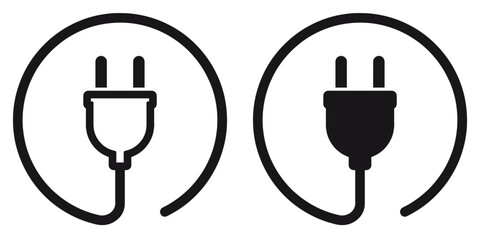 Fototapete - ofvs245 OutlineFilledVectorSign ofvs - electric plug with cable vector icon . isolated transparent . outline and filled version . AI 10 / EPS 10 . g11585