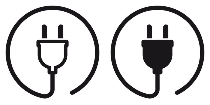 ofvs245 OutlineFilledVectorSign ofvs - electric plug with cable vector icon . isolated transparent . outline and filled version . AI 10 / EPS 10 . g11585