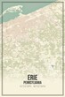 Retro US city map of Erie, Pennsylvania. Vintage street map.