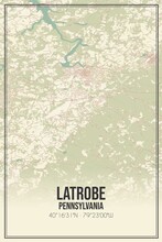Retro US City Map Of Latrobe, Pennsylvania. Vintage Street Map.