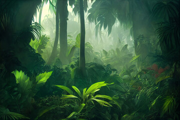 Poster - Jungle background. Tropical jungle palm leaves Tree Ferns in Tarra Bulga National Park, Balook, Victoria, Australia