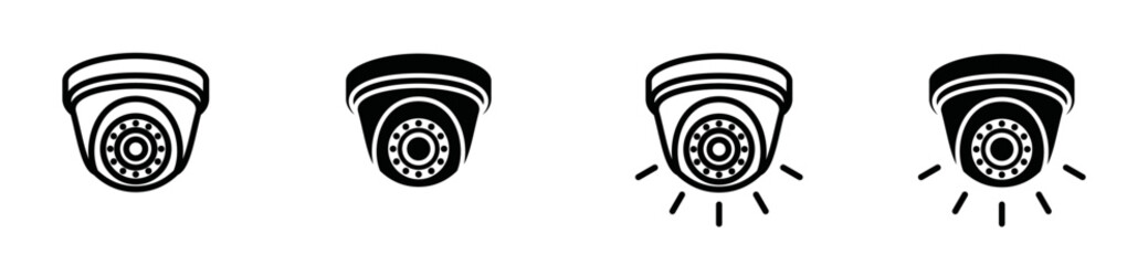 Wall Mural - CCTV security surveillance cameras vector icon set. Security camera or security cam flat sign for apps or websites, symbol illustration.