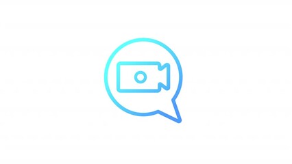 Poster - Animated video call gradient icon. Camera in speech bubble. Online conference tool. Seamless loop HD video with alpha channel on transparent background. Outline motion graphic animation