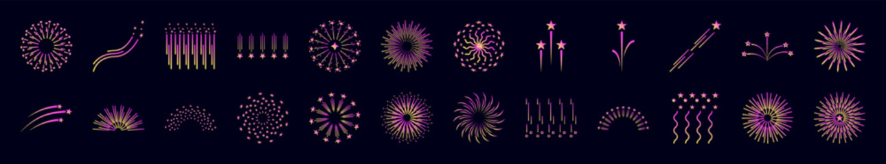Poster - Fireworks cartoon nolan icons collection vector illustration design