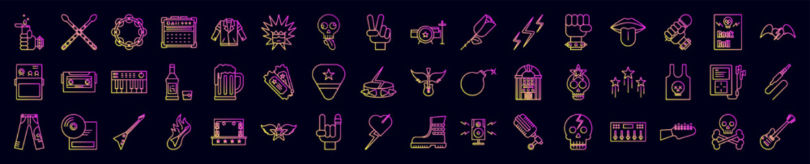 Poster - Rock and roll nolan icons collection vector illustration design