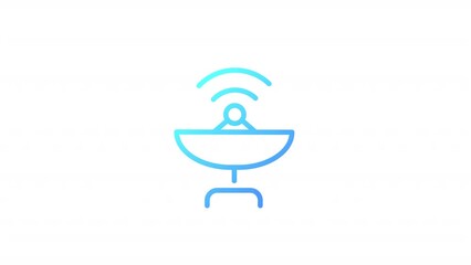 Poster - Animated antenna gradient icon. Satellite dish broadcasting signal. Communication. Seamless loop HD video with alpha channel on transparent background. Outline motion graphic animation